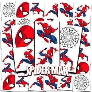 Marvel Spiderman Tattoos Party Favors Bundle ~ 72 Perforated Individual 2" X 2" Spiderman Temporary Tattoos For Kids Boys Girls (Spiderman Party Supplies)