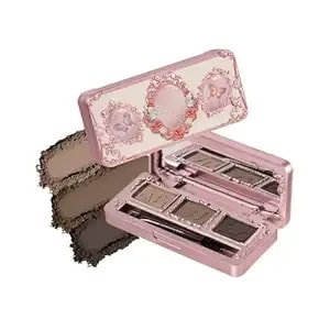 Flower Knows Midsummer Fairytales Eyebrow Palette,3 Color Eye Brow Powder Palette, Waterproof Long-Lasting Brow Filler&Definer,Easy Blend,Dark Natural With Brush Built-In Mirror,0.14oz(01 Latte Brown)