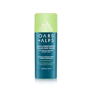 Oars + Alps Anti-Everything Solid Face Wash For Men With Clinical-Strength Salicylic Acid, Ceramides, Shea Butter, Travel-Friendly Tsa Compliant, Deep Sea Glacier Scent, 1.1 Fl Oz