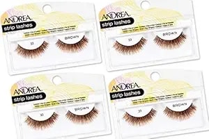 Andrea False Lashes Style 33 - Brown, Natural-Looking Lightweight Fake Eyelashes For Subtle Volume Strip Lashes, 4 Pairs