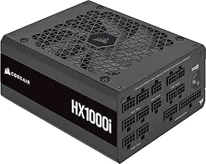Corsair HX1000i Fully Modular Ultra-Low Noise ATX Power Supply - ATX 3.1 & Pcie 5.1 Compliant - Fluid Dynamic Bearing Fan - Corsair Icue Software Compatible - 80 Plus Platinum Efficiency - Black