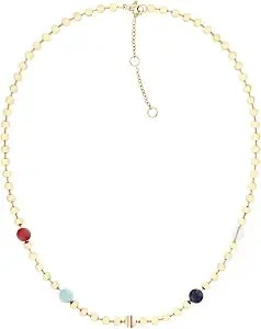 Tommy Hilfiger Women’S Semi-Precious Beaded Necklace With Signature Stripe