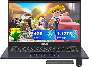 Asus Vivobook Go 14" Fhd Business Laptop, Intel Celeron n4500, 4gb Ram, 1.12tb Storage (128gb Emmc + 1tb Docking Station Set), Intel Uhd Graphics, Number Pad, Hd Webcam, Wi-Fi, Windows 11, Star Black