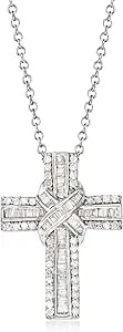 Ross-Simons 0.50 Ct. T.W. Diamond Cross Pendant Necklace In Sterling Silver