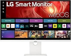 LG 37U730SA-W 37-Inch Smart 4K UHD (3840 X 2160) IPS Computer Monitor, 60Hz, HDR10, Webos, Built-In Speaker, Airplay 2, Screen Share, HDMI, USB Type-C PD 65W, Tilt/Height/Swivel Stand, White
