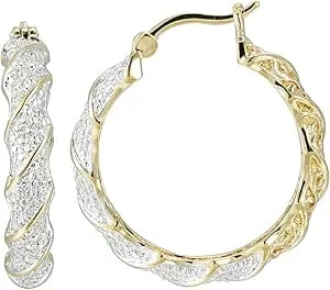 Amazon Collection Plated Bronze Diamond Accent Twisted Hoop Earrings