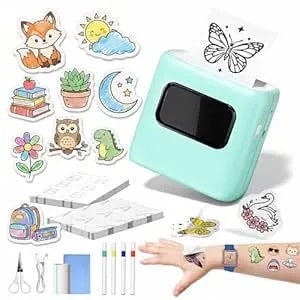 Tattmuse tk20 Colorful Custom Temporary Tattoo Maker, For Ages 6 7 8 9 10+, Create & Print Temporary Tattoos For Kids, Come With 4 Markers, 40 Papers, Scissors & Removal Tape, Gifts For Boys&Girls