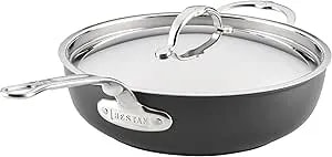 Hestan Titum Fusion 4.5 Quart Nonstick Essential Pan With Lid, Double Impact Stainless Steel Base & Aluminum Body, Induction Compatible, Made Without Pfoas