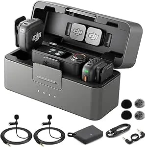 Dji Mic 3 (2 Tx + 1 Rx + Charging Case) Advanced Mini Wireless Microphone Cp.Rn.00000480.01 Bundle With 2x Deco Essentials 3.5mm Computer Clip-On Mini Lapel Mic