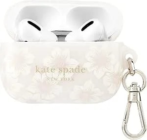 Kate Spade New York Airpods Pro Protective Case With Keychain Ring - Hollyhock Cream, Compatible With Airpods Pro 2nd/ 1st Generation