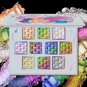 Ucanbe Chameleon Multichrome Eyeshadow Palette, 10 Colors Shifting Chromatic Sparkling Metallic Eye Shadow, Multi-Use Blendable Holographic Glitter Shimmer Eye Makeup Palllet (Lunar Mirage)