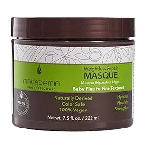 Macadamia Professional Weightless Repair Masque - Hydrating Argan Oil Deep Conditioning Hair Mask For Damaged Hair Care Sulfate & Paraben Free, 100% Vegan, 7.5 Fl Oz