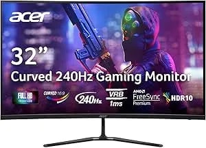 Acer Nitro 31.5 Inch Fhd 1920 X 1080 1500r Curved Pc Gaming Monitor - Amd Freesync Premium - 240hz Refresh - 1ms Vrb - Vesa Mountable - hdr10 - One Display Port 1.4 & Two Hdmi 2.0 - ed320q x2bmiipx