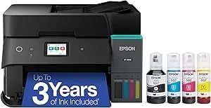 Epson Ecotank ET-4950 Wireless All-In-One Color Supertank Printer With Up To 3 Years Of Ink Refillable Tanks, Perfect For Home, 18 PPM, 2.4" Colorful Touchscreen, Auto Document Feeder - Black
