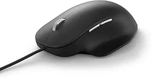 Microsoft Ergonomic Mouse Black - Comfortable Ergonomic Design And Thumb Rest. Wired USB Mouse With 2 Programmable Buttons, Works For PC/Laptop/Desktop
