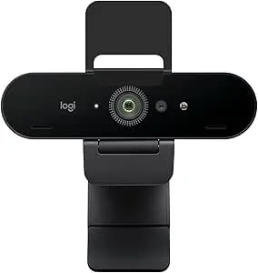 Logitech Brio 4K Webcam, Video Calling, Noise-Cancelling Mic, HD Auto Light Correction, Wide Field Of View, Windows Hello Works With Microsoft Teams, Zoom, Google Meet, PC/Mac/Laptop/Macbook/Tablet