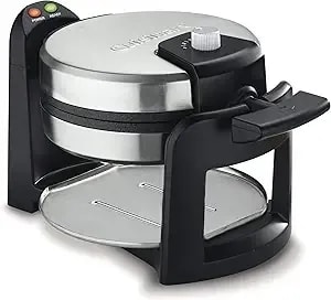 Cuisinart Flip Belgian Waffle Maker, Nonstick, Stainless Steel, 1" Thick - Round Belgian Waffle Maker With Ready Indicator Light & Adjustable Browning To Customize Every Waffle, Waf-f30nas