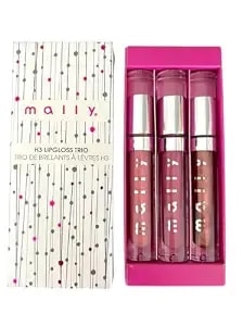 Mally h3 Lip Gloss Trio Gift Set - High-Shine Hydrating Lightweight - Shimmering Nude, Orchid Berry, Pink Daisy
