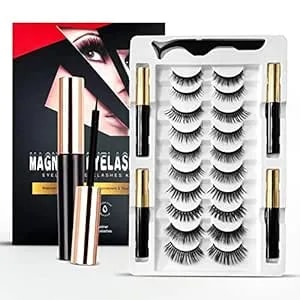 Magnetic Eyelashes, Magnetic Eyelashes Natural Look, 10 Pairs Reusable Eye Lashes 4 Tubes Of Eyeliner With Tweezer