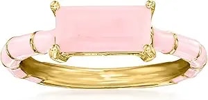Ross-Simons Pink Opal And Pink Enamel Ring In 18kt Gold Over Sterling