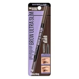 Maybelline Express Brow Ultra Slim Eyebrow Makeup, Brow Pencil With Precision Tip And Spoolie For Defined Eyebrows, Deep Brown, 1 Count