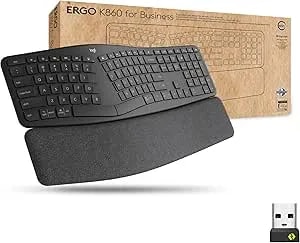 Logitech Ergo K860 Split Wireless Keyboard For Business - Ergonomic Design, Secured Logi Bolt Technology, Bluetooth, Globally Certified, Windows/Mac/Chrome/Linux - Graphite