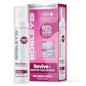 Bosleymd Women'S Revive + Densifying Treatment Foam – Drug-Free Hair Thinning Treatment With Yuvabio® y100™, Biotin & Pumpkin Seed Oil – 60-Day Supply, 2.11 Oz
