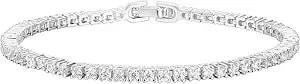 Pavoi 14k Gold Plated Cubic Zirconia Classic Tennis Bracelet - Gold Bracelets For Women - 2mm Cz, Size 6.5-7.5 Inch