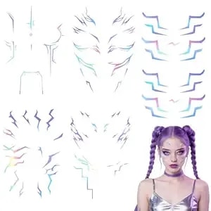 Movie Hunters Rumii Temporary Tattoos, Realistic Heat Transfer Version Tattoo For Hunters，Dance Cosplay Stickers Prop For Music Festivals，Costume Parties (Colorful)