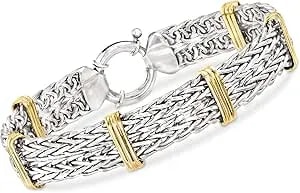 Ross-Simons Two-Tone Sterling Silver Wheat-Link Bracelet
