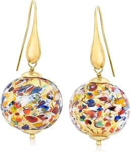 Ross-Simons Italian Multicolored Murano Glass Bead Drop Earrings With 18kt Gold Over Sterling