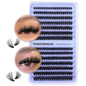 Fluff Lash Clusters 60d+80d Thick Eyelash Clusters D Curly Wispy Individual Lashes 10-18mm Cluster Eyelash Extensions 280pcs False Eyelashes Diy Flat Lash Extension By Toochunag