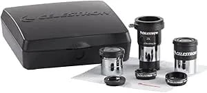 Celestron Astromaster 8-Piece Eyepiece & Filter Accessory Kit - Includes Two 1.25” Eyepieces, 2X Barlow Lens, Three Filters, Cleaning Cloth And Hard Case Black