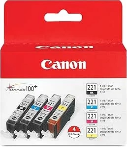 Canon CLI-221 Genuine Four Color Pack, Compatible With MP980, MP560, MP620, MP640, MP990, MX860, MX870, iP4600, iP3600, And iP4700 Printers