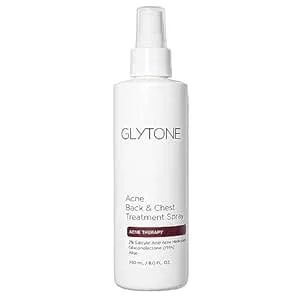 Glytone Chest & Back Acne Treatment Spray – 2% Bha Salicylic Acid With Gluconolactone – Body Acne Treatment For Bacne & Blackheads – Quick-Dry & Fragrance-Free Spray For Normal To Oily Skin – 8 Fl Oz