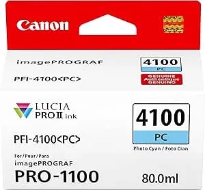Canon PFI-4100 Genuine Photo Cyan Ink Tank, Compatible With Imageprograf PRO-1100 Printers