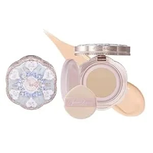 Flower Knows Bunny Garden Cushion Cream Foundation,Buildable Coverage With Long-Lasting&Lightweight Color,Moisture,Natural Stain Glowy Finish Makeup,Vegan,Perfect Face Makeup Gift(w03 Warm Ecru)