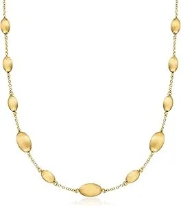 Ross-Simons Italian 18kt Gold Over Sterling Oval Bead Station Necklace. 18 Inches