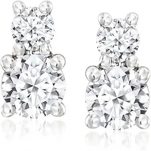 Ross-Simons 0.50 Ct. T.W. Lab-Grown Diamond 2-Stone Earrings In Sterling Silver