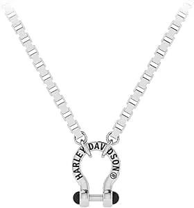 Harley-Davidson Women'S Horseshoe Square Link Chain Necklace - Sterling Silver