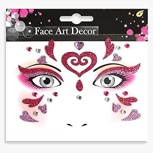 Valentine Face Gems Face Jewels Stickers Red Love Heart Lip Self Adhesive Eye Body Face Nail Hair Crystal Rhinestones For Makeup Festival Glitter Face Art Decor 2sheets (style6)
