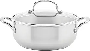Kitchenaid 71011 3-Ply Base Brushed Stainless Steel Casserole Dish/Pan With Lid, 4 Quart