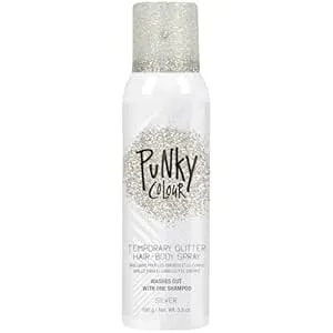 Punky Temporary Hair And Body Glitter Spray Silver – Glitters Hairspray, Adds Sparkly Shimmery Glow, Hair Glitter For Kids, Women, Men 3.5 Oz