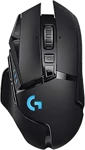 Logitech g502 Lightspeed Wireless Gaming Mouse, Hero 25k Sensor, 25,600 Dpi, Rgb, 11 Programmable Buttons, Long Battery Life, Powerplay- Compatible, Pc/Mac - Black (Renewed)