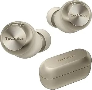 Technics Reference Class Hi-Fi Wireless Earbuds,Dolby Atmos With Head Tracking,Adaptive Noise Cancelling,3 Device Multipoint, 10-Hr Battery,Wireless Charging,Improved Fit -Eah-az100-N (Champagne)