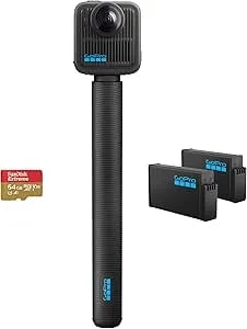 Gopro MAX2 + Accessory Bundle - Includes 4ft (1.2m) Extension Pole, 2 1960mAh Enduro Batteries, 64GB Sandisk Microsd Card