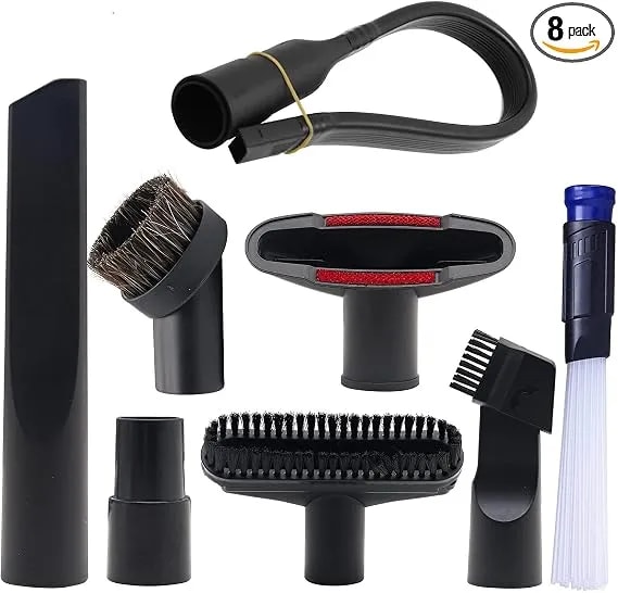 Alrens 8 Pcs Universal Vacuum Attachments Brushes For Shop Vac Accessories - 1 1/4" Shop Vacuum Cleaner Attachments & Brushes Kit,1 1/4"&1 3/8 "Adapter Hose For Shop Vac, For Home Car Cleaning