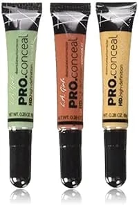 L.A. Girl Pro Conceal Set Orange, Yellow, Green Correctors, Pack Of 3 (Bundle gc990+gc991+gc992-B)