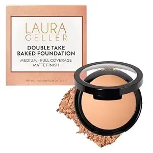 Laura Geller New York Baked Double Take Powder Foundation - Light - Buildable Medium To Full Coverage - Matte Finish