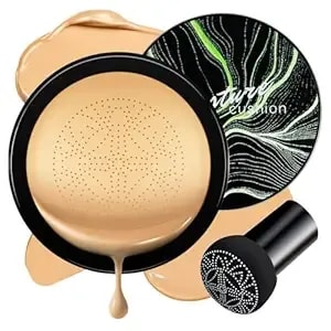 Air Cushion Cc Cream Foundation - Mushroom Head Bb Cream Face Makeup Moisturizing Concealer Brighten Long-Lasting, Even Skin Tone For All Skin Types (Buff Beige, 1 Pcs)